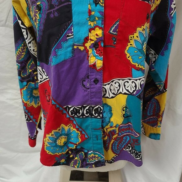 VTG FRONTIER SERIES Floral Western Colorful Shirt - Picture 9 of 12
